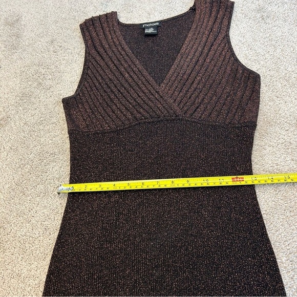 J Michaels metallic bronze brown glitter V-neck tank top knit blouse Sz L - Picture 10 of 11